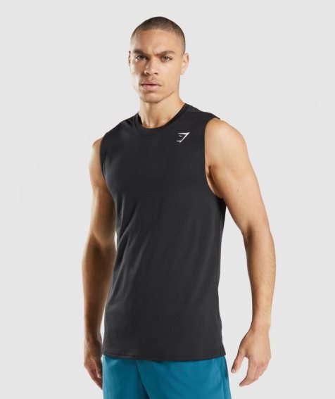 Men's Gymshark Arrival Sleeveless Tanks Black | CA 631DA8